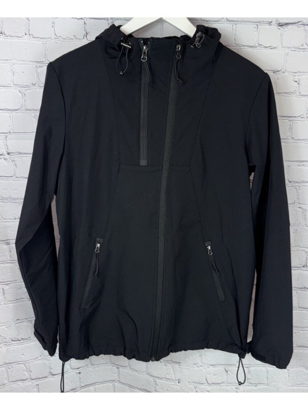 ILSE JACOBSEN Hornbaek Rain Coat Women's Size 42/XL Black Full Zip Hooded